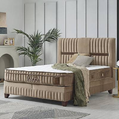 ЕВРОМАР Тапицирана спалня с матрак Bloom 160*200 (bloom/bej/BED/evrom)