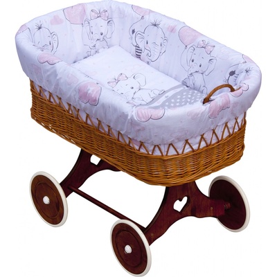 Scarlett Proutěný košík na miminko Gusto růžová – Zboží Mobilmania