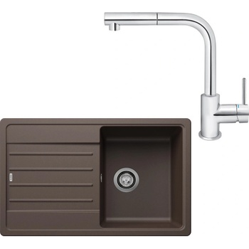 Blanco SET610 Gránitový drez Legra 45 S káva + batéria Rosan Zerro JZ38601 chróm