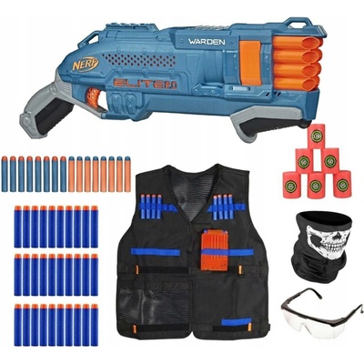 Nerf Elite 2.0 Warden DB-8 Blaster E9959 terče vesta brýle Bandana 30 šipek