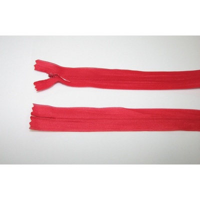 Zips krytý 3mm červená nedeliteľný 18cm dederon