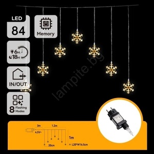 Aigostar - LED външна гирлянда 84xLED/230V 1, 2x1m IP44 топли бели снежинки (AI2134)