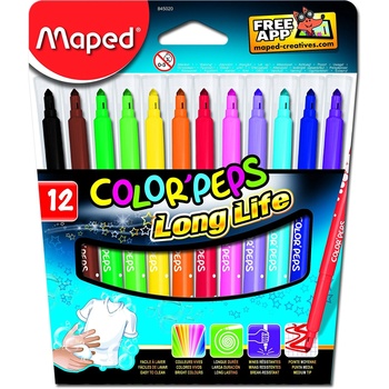 Maped Комплект флумастери Maped Color'Peps Long Life, 12 цвята (845020) (845020)