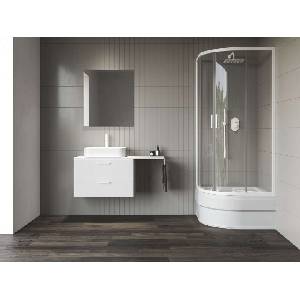 RAVAK Blix II - Четвърткръгла душ кабина NBLCP4 Sabina, 80x80 см, матово бяло/прозрачно стъкло 3BM40E40Z1 (3BM40E40Z1)