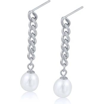 DELIS Сребърни обеци, jw1106, елегантен модел с перла, с родиево покритие (jw1106)