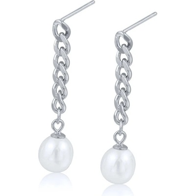 DELIS Сребърни обеци, jw1106, елегантен модел с перла, с родиево покритие (jw1106)