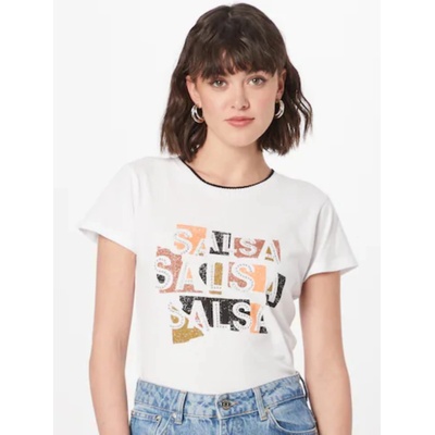 Salsa Jeans dámske tričko s ozdobnými kamienkami biele
