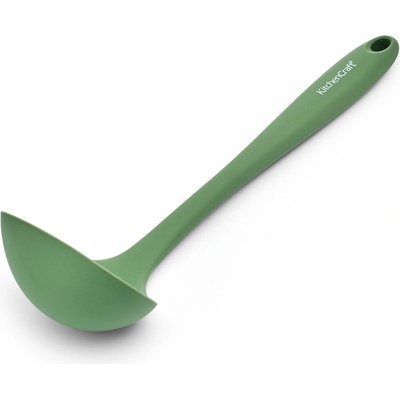 Naběračka KitchenCraft silikonová 29 cm tepelně odolná šetrná k nepřilnavému nádobí hluboká kuchyňská naběračka zelená KCSILLADGR