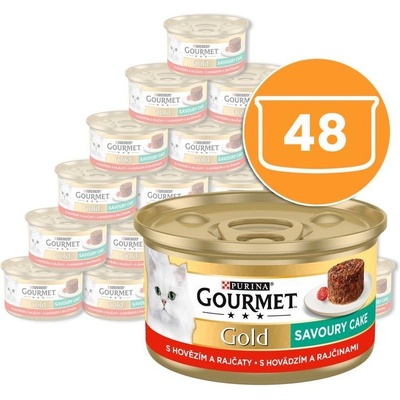 Gourmet Консерва Gourmet GOLD - Savoury Cake с говеждо месо и домати 48 x 85г