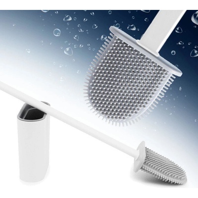 4Leaders Silikonový kartáč na WC bílo šedý 35,5 × 9,7 × 4,3 cm – Sleviste.cz