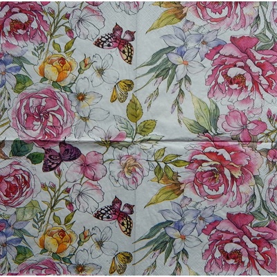 Maki obrúsky Květy a motýl 33x33cm
