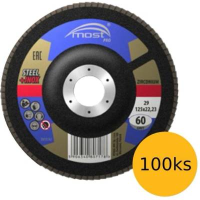 Lamelový kotouč 125 mm zrnitost 40 MOST PRO Zirconium typ 29 sada 100 ks