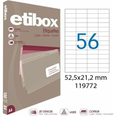 Etikety univerzálne 52,5x21,2mm Etibox A4 100 hárkov AG119772