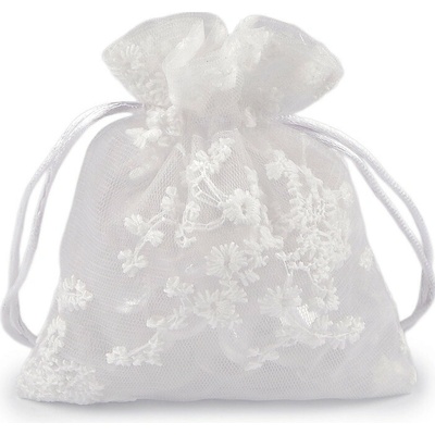 Prima-obchod Dárkový pytlík vyšívaný 10x13 cm, barva 1 bílá