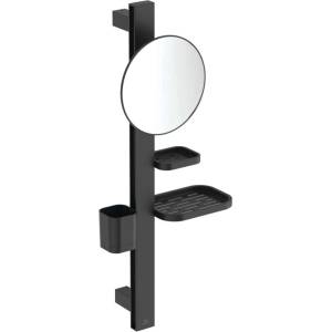 Ideal Standard ALU+ - Козметично огледало с рафт и чаша за четки и паста, копринено черно BD589XG (BD589XG)