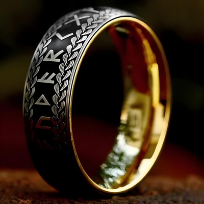 HARAHU Пръстен OL-31875 - Черен / Златен / 55mm KP31875 (OL-31875)