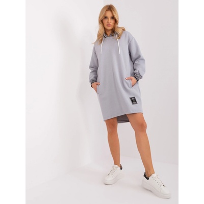 Mikinové šaty s vreckami -RV-TU-9224.95P grey