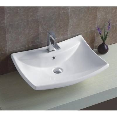Inter Ceramic Мивка за баня ICB 860, монтаж върху плот, порцелан, бял, 59x43x17см (860)