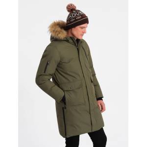 Ombre Clothing Зелено мъжко зимно яке с изкуствена кожа Ombre Clothing Alaskan Ombre Clothing | Zelen | МЪЖЕ | S
