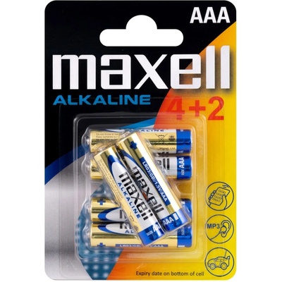 Maxell Батерии алкални Maxell AAA, 1.5V, 6 бр