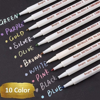 Металически флумастери 10 цвята buepro 6551