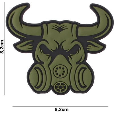 Gumová nášivka 101 Inc Gasmask Bull - olivová