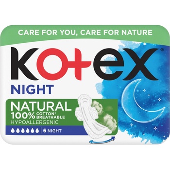 Kotex vložky Natural Night single 6 ks