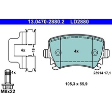 Sada brzdových destiček ATE Ceramic 13.0470-2880 (AT LD2880)