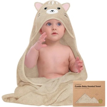 KeaBabies Бебешка Хавлия с качулка От Органичен Бамбук Котка KeaBabies (KB-HTCD-CAT)