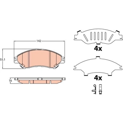TRW Sada brzdových platničiek kotúčovej brzdy GDB3633