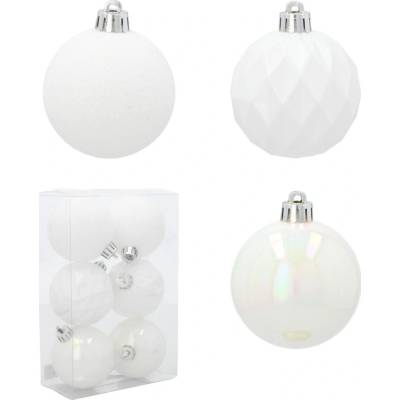 Pro-Tech shop Sada 6 vianočných gúľ 6cm biela mix povrchov 69362