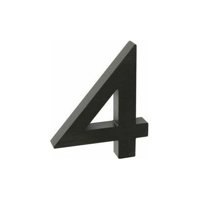 Hliníkové číslo v 3D provedení s broušeným povrchem, znak "4", černé