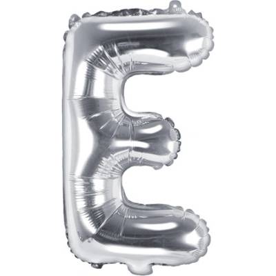 PartyDeco Fóliový balónek písmeno E stříbrný 35 cm