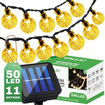 Girlanda solární zahradní 50x LED ozdobné koule 11.8m 3000K Teplá bílá GALLA2 LUMILED LUMSOL0066