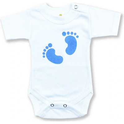 BABY´S WEAR Kojenecké body krátky rukáv Stopy biele