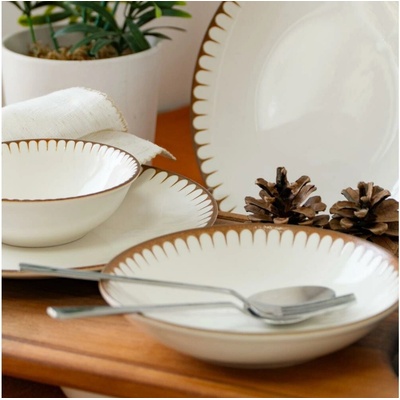 Asir Jídelní sada bílá hnědá porcelán 858CMR1334 18 ks