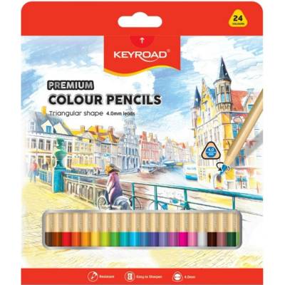 Keyroad trojhranné farbičky mix farieb 24 ks KR973349