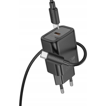 hoco. Зарядно за мрежово устройство, адаптер + iPhone 8pin, кабел за данни Lightning, кабел за зареждане, бързо зарядно, PD QC 3A 20W 1m, черно, Hoco N60 ( )