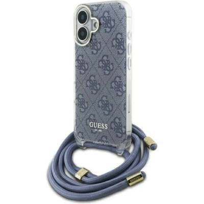 GUESS Калъф Guess Crossbody Cord 4G Print Case с шнур за iPhone 16 - син (3666339344337)