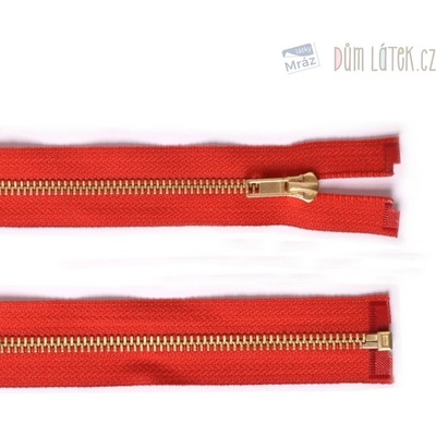 Zip mosadzný deliteľný červený 30 cm