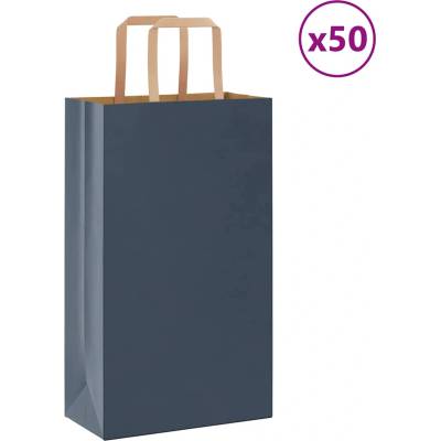 vidaXL Хартиени торбички 50 бр с дръжки сини 21x11x36 см (4101911)