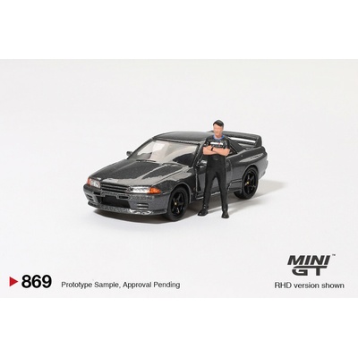 MINI GT Nissan Skyline GT-R R32 Gunmetal w/ Tsugio Matsuda Figure 1:64