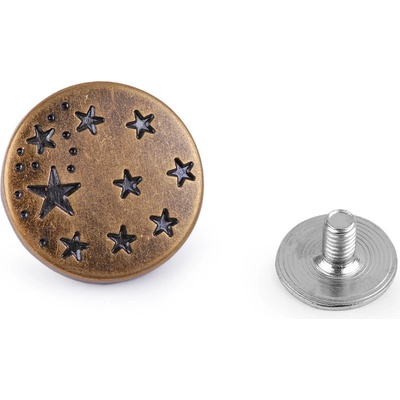 Kovový knoflík / riflový šroubovací velikost 26", střední, 2 staromosaz