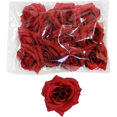 Růže hlava polyester 12ks/8cm červená