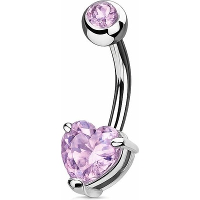 Šperky4U Piercing do pupíku srdce fialová WP0050-TZ
