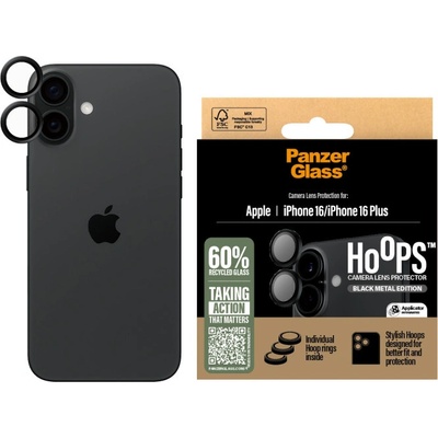 Panzer Стъклен протектор за камера PanzerGlass - Hoops Black, iPhone 16/16 Plus (5715685003004)