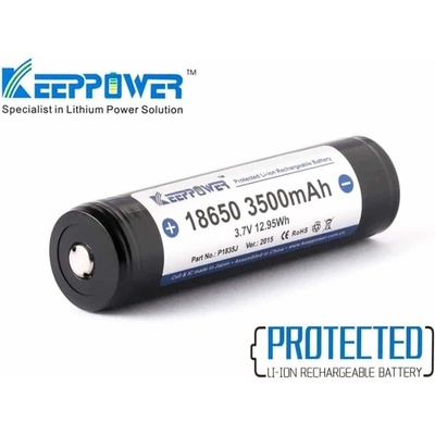 KeepPower Акумулаторна батерия KeepPower 18650 Protected 10A, 18650, 3.7V, 3500mAh, Li-Ion, 1 брой