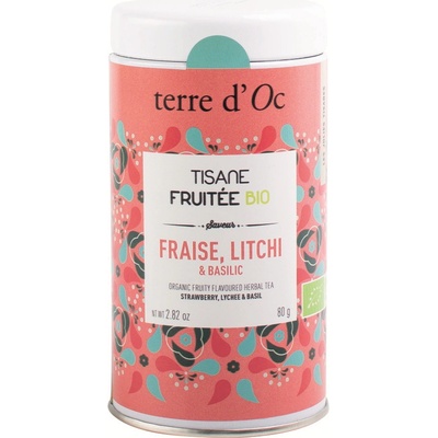 Terre d'Oc Fraise Litchi & Basilic BIO ovocno bylinný čaj 80 g