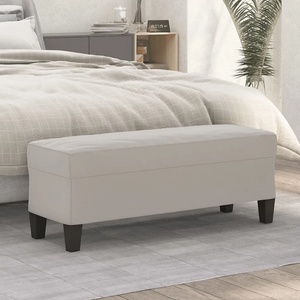vidaXL Пейка, светлосива, 100x35x41 см, микрофибърен плат (349466)