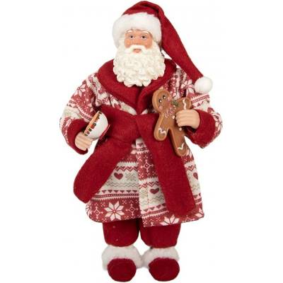 Vánoční dekorace Santa v županu s perníčkem - 15*11*28 cm - Clayre & Eef